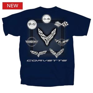 (image for) Corvette All Flag Logos T-Shirt Blue LARGE