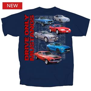 (image for) Drive Only Mustangs T-Shirt Blue LARGE DISCONTINUED